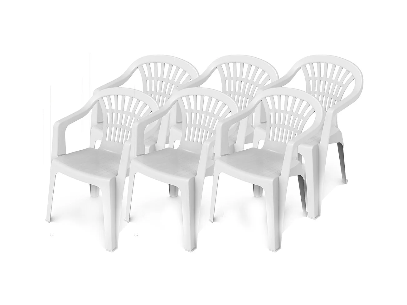 Lot de 6 chaises de jardin empilables en résine coloris blanc - Longueur 57 x Profondeur 57 x Hauteur 80 cm -JUANIO-