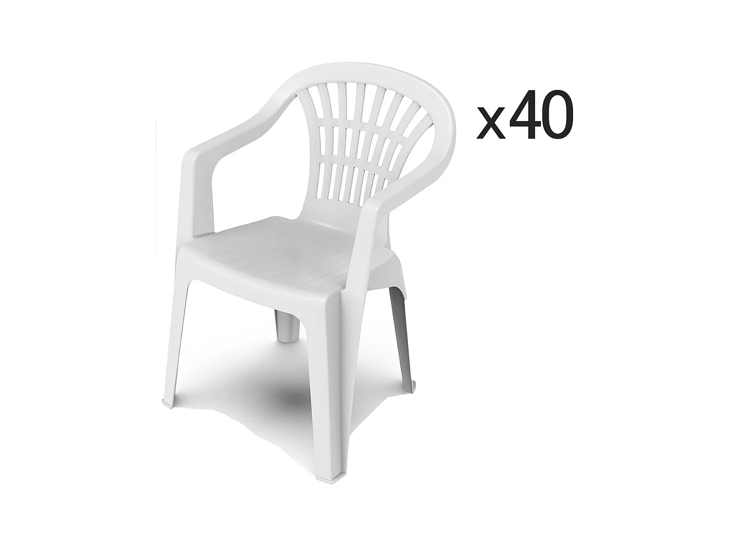 Lot de 40 chaises de jardin empilables en résine coloris blanc - Longueur 57 x Profondeur 57 x Hauteur 80 cm -JUANIO-