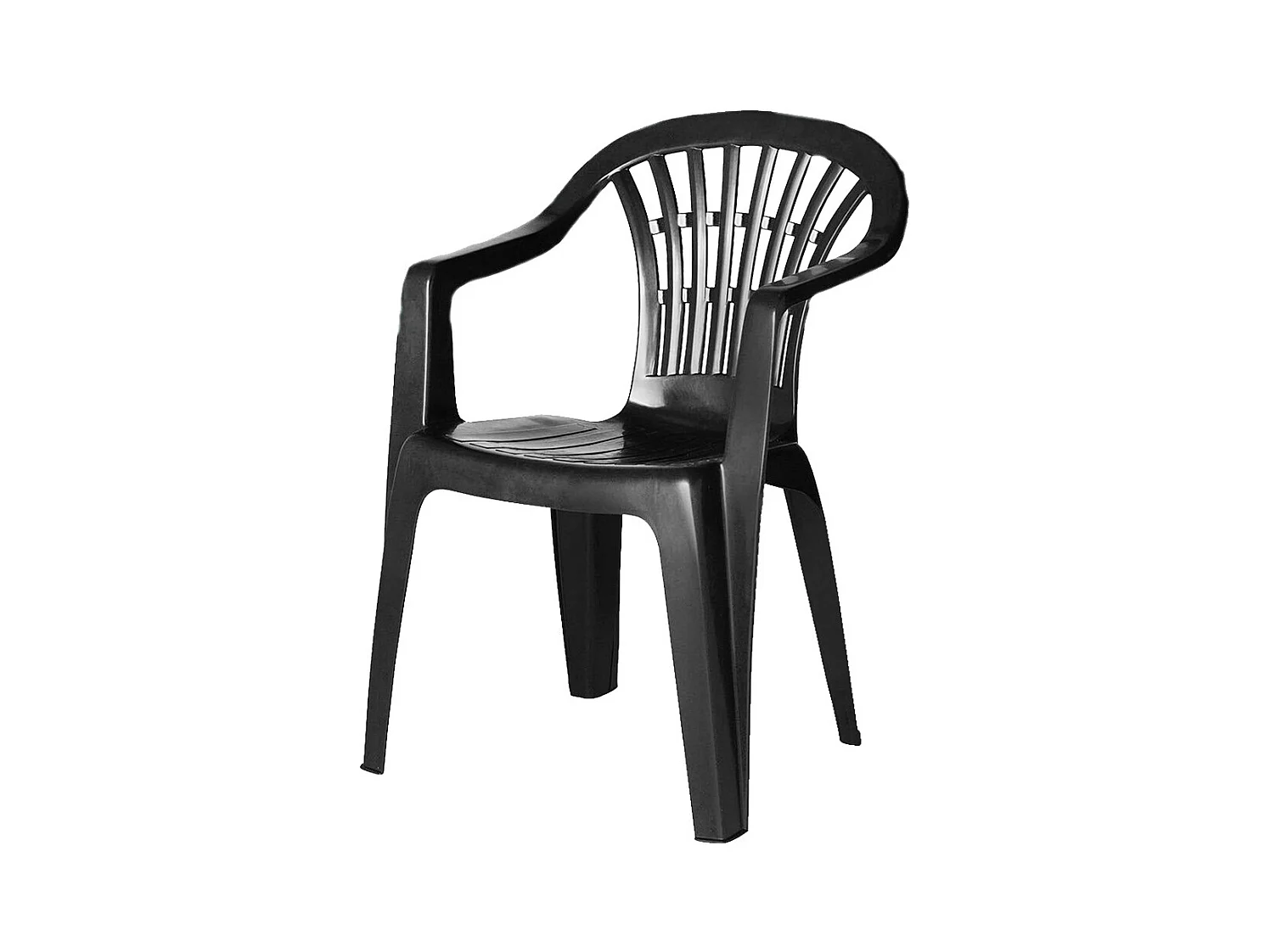 Lot 4 chaises de jardin empilable en résine coloris gris anthracite-Longueur 57 x Profondeur 57 x Hauteur 80 cm -JUANIO-