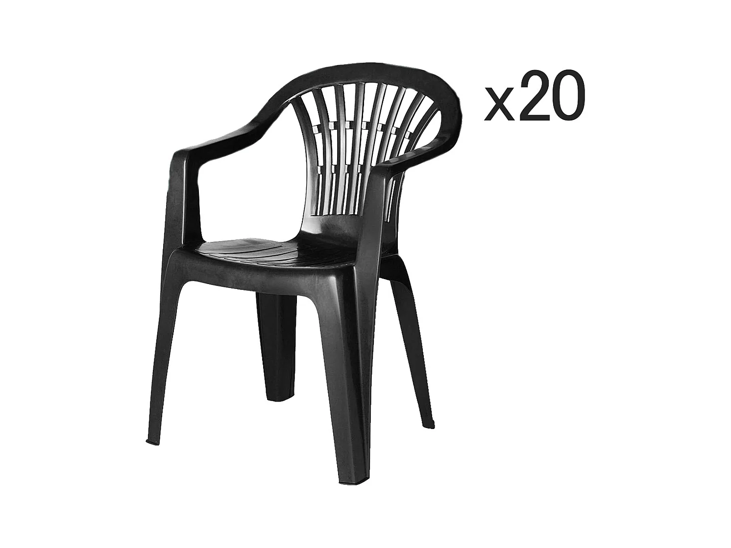 Lot 20 chaise de jardin empilable en résine coloris gris anthracite-Longueur 57 x Profondeur 57 x Hauteur 80 cm -JUANIO-