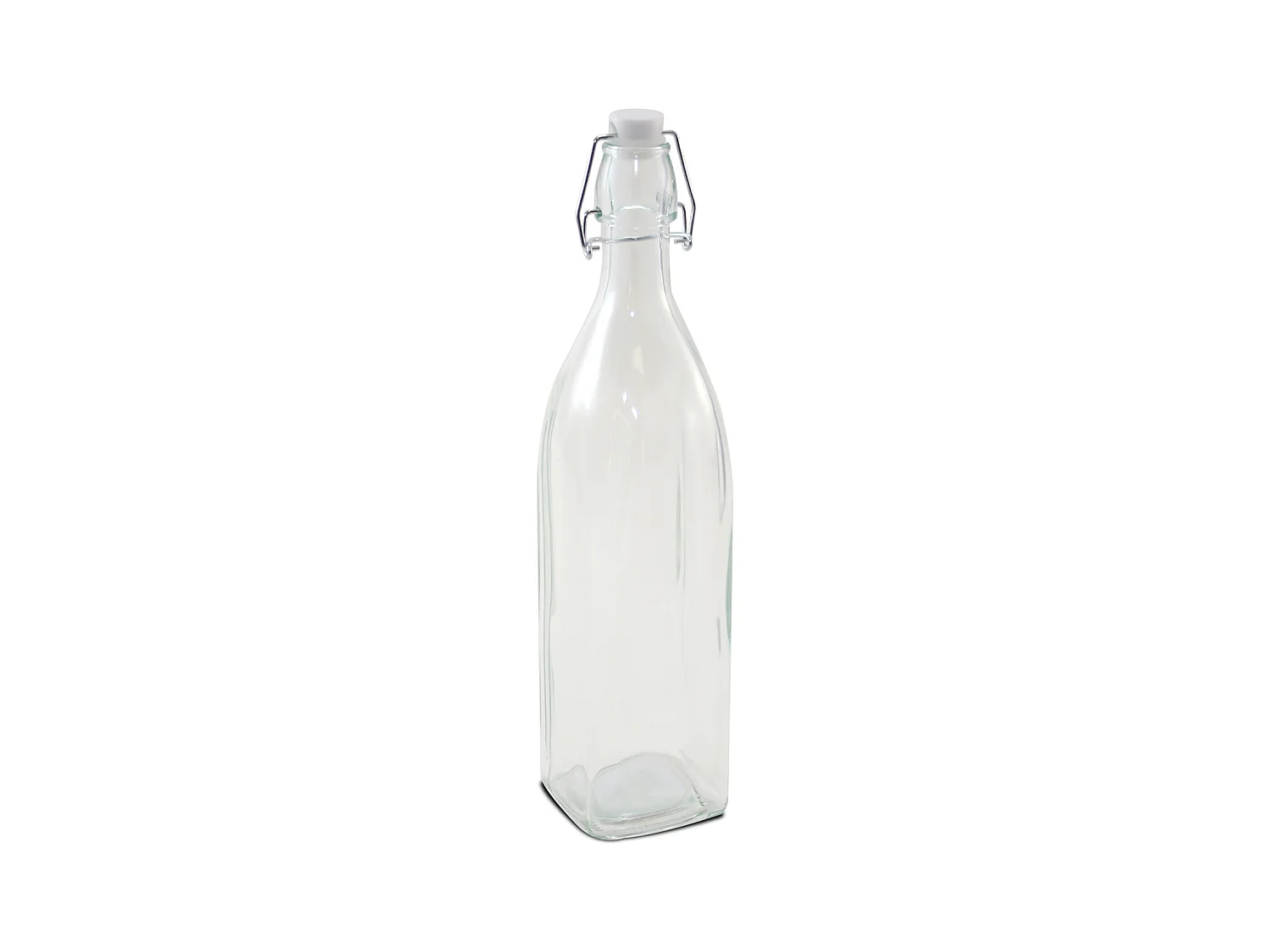 Lot de 10 bouteille carrée en verre avec bouchon hermétique, carafe bouteille avec fermeture à clip, capacité 1L - Longueur 8,2 x Largeur 8,2 x Hauteur 31,8 cm