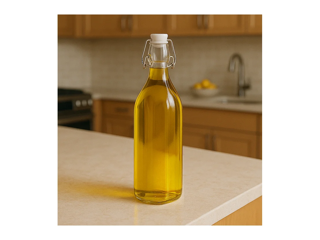 Lot de 10 bouteille carrée en verre avec bouchon hermétique, carafe bouteille avec fermeture à clip, capacité 1L - Longueur 8,2 x Largeur 8,2 x Hauteur 31,8 cm