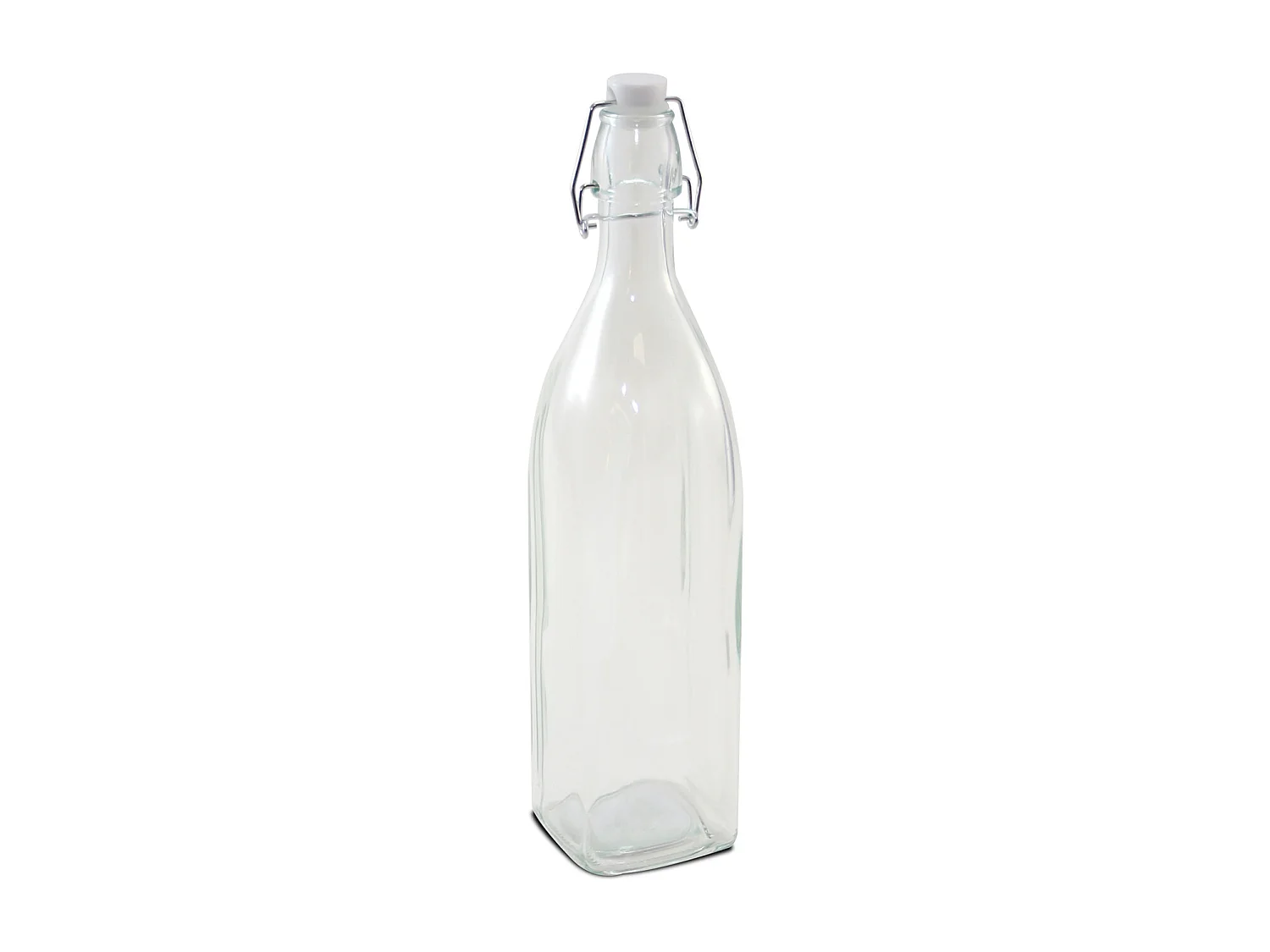Lot de 10 bouteille carrée en verre avec bouchon hermétique, carafe bouteille avec fermeture à clip, capacité 1L - Longueur 8,2 x Largeur 8,2 x Hauteur 31,8 cm
