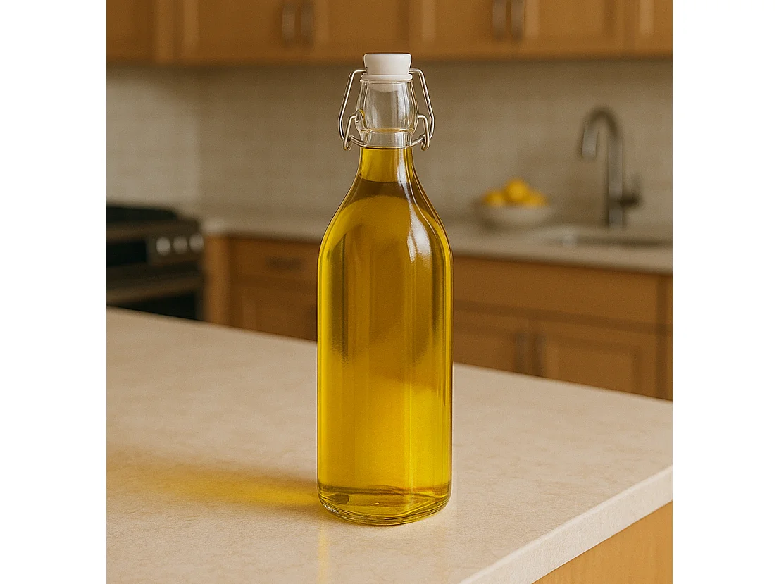 Lot de 10 bouteille carrée en verre avec bouchon hermétique, carafe bouteille avec fermeture à clip, capacité 1L - Longueur 8,2 x Largeur 8,2 x Hauteur 31,8 cm