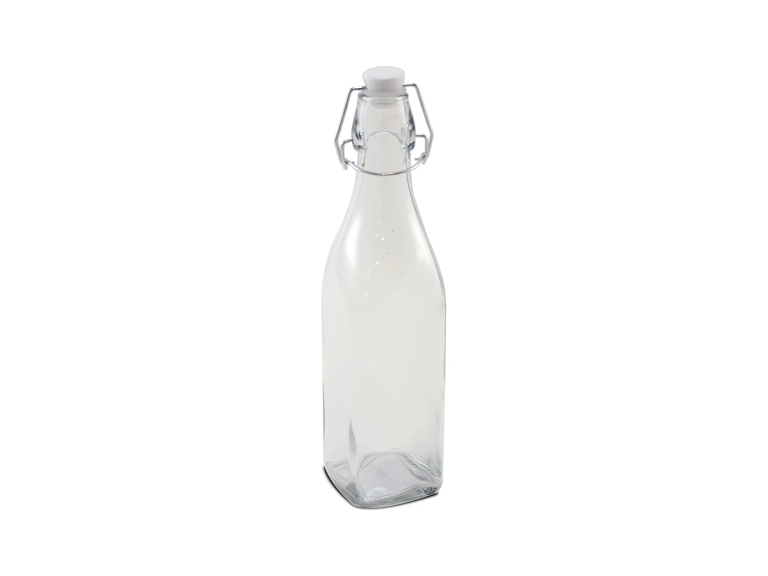 Lot de 12 bouteille carrée en verre avec bouchon hermétique, carafe bouteille avec fermeture à clip, capacité 0,5L - Longueur 6,5 x Largeur 6,5 x Hauteur 27 cm