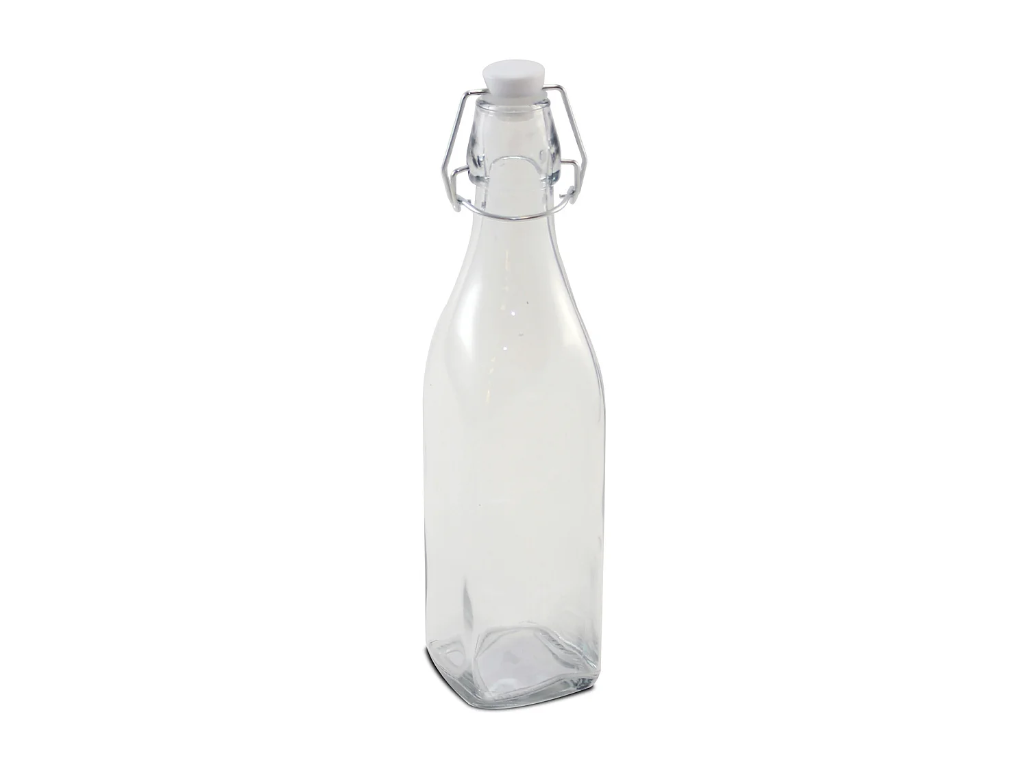 Lot de 12 bouteille carrée en verre avec bouchon hermétique, carafe bouteille avec fermeture à clip, capacité 0,5L - Longueur 6,5 x Largeur 6,5 x Hauteur 27 cm