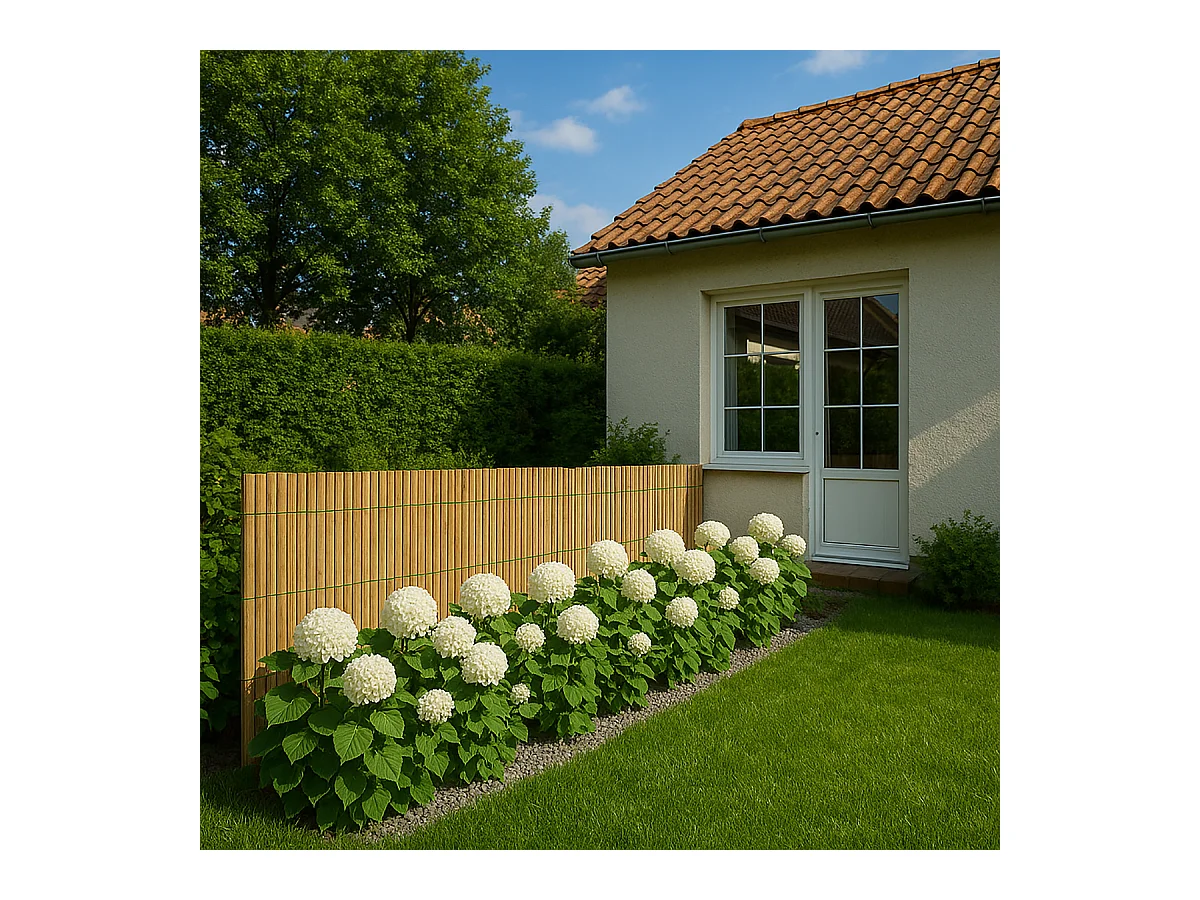 Lot de 2 Canisse en bambou, Brise-vue clôture de jardin décorative extérieure ,  protection contre le vent et le soleil -  Hauteur 100 x Longueur 300 cm