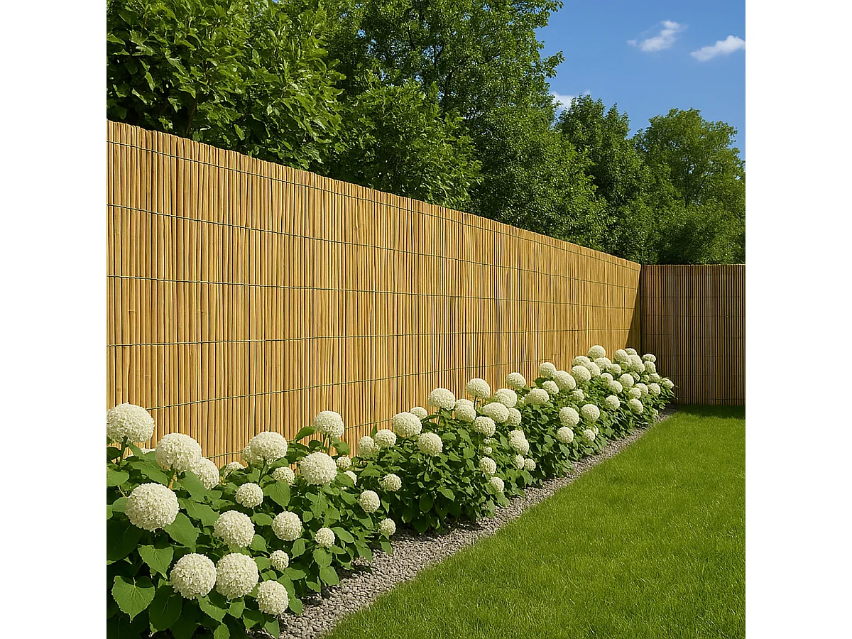 Lot de 2 Canisse en bambou, Brise-vue clôture de jardin décorative extérieure ,  protection contre le vent et le soleil -  Hauteur 100 x Longueur 300 cm