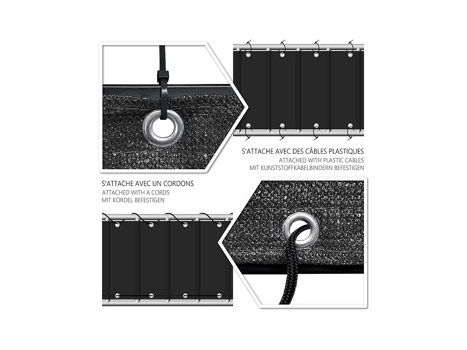 Brise-vue clôture de jardin et balcon, couverture de protection contre le vent et le soleil - Longueur 1000 cm x Hauteur 150 cm