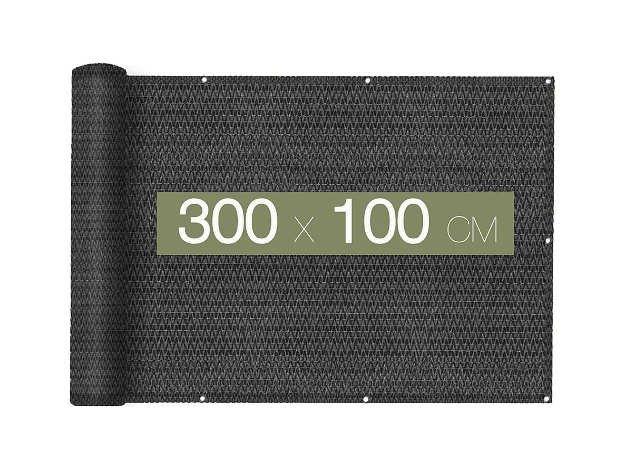 Brise-vue clôture de jardin et balcon, couverture de protection contre le vent et le soleil - Longueur 300 x Hauteur 100 cm