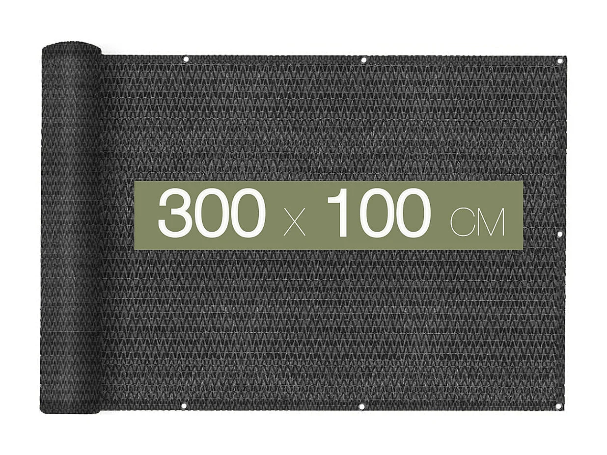 Brise-vue clôture de jardin et balcon, couverture de protection contre le vent et le soleil - Longueur 300 x Hauteur 100 cm