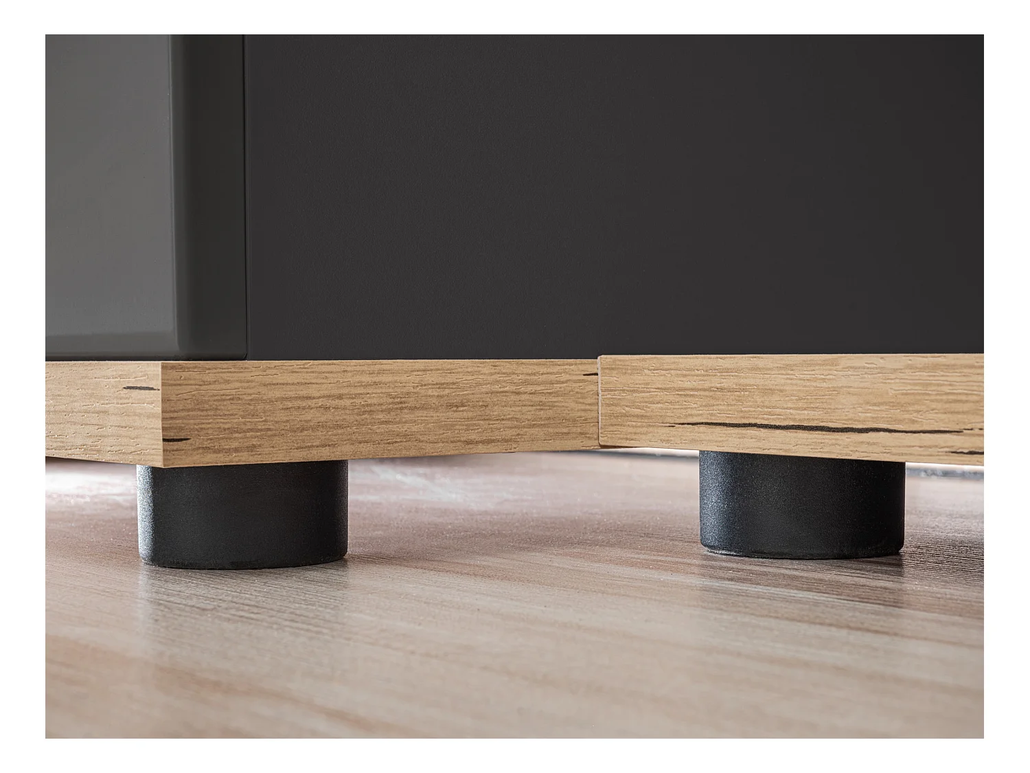 Parete attrezzata con illuminazione LED 240x145 rovere e antracite PAP147