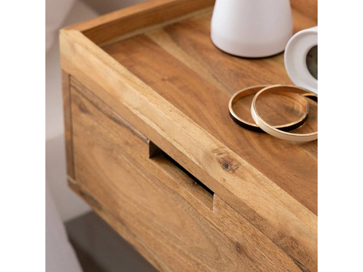 Etagère murale carrée en bois d'acacia Orane