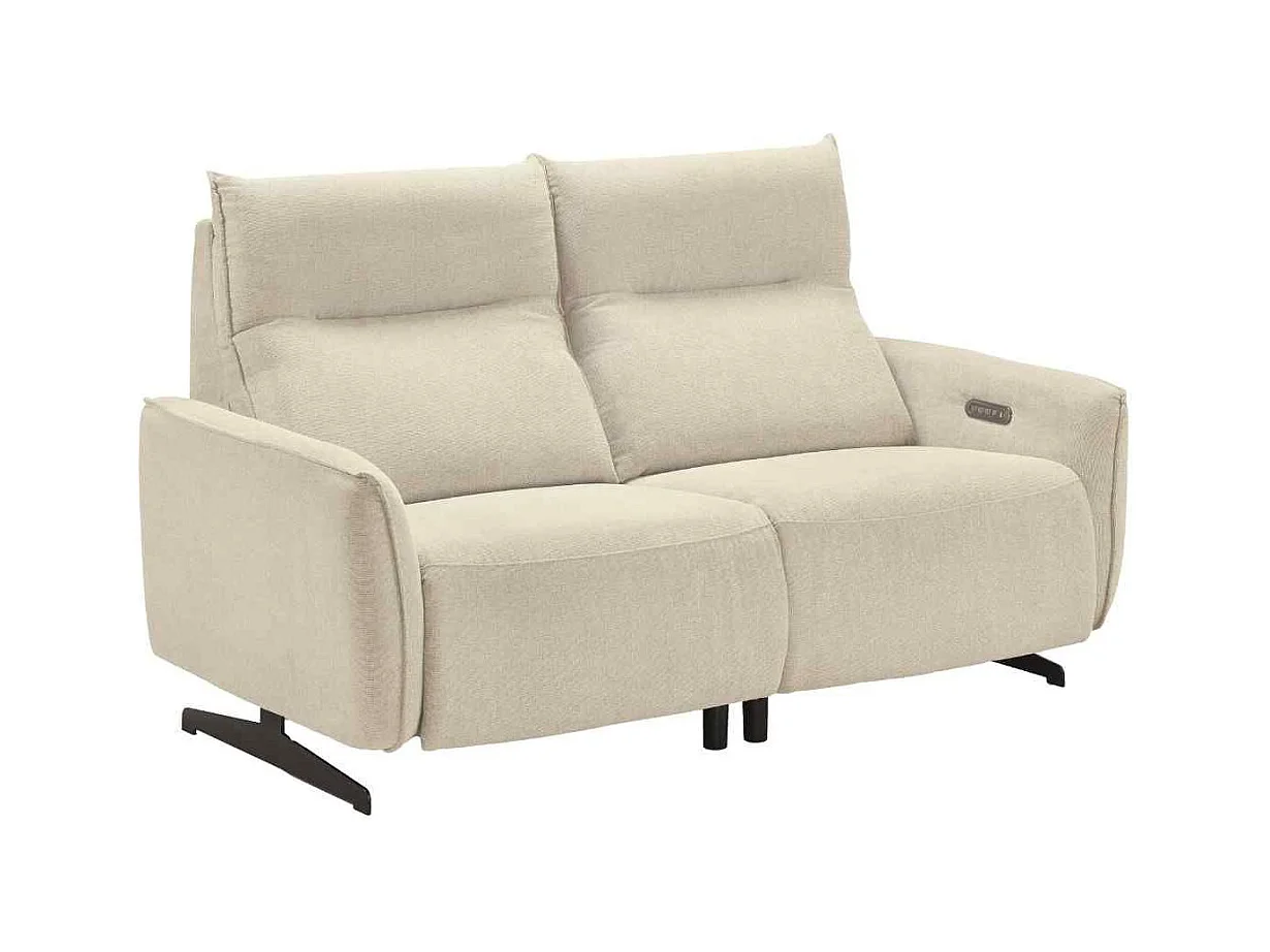 Canapé relax électrique 3 places tissu polyester beige - MIRAMAR