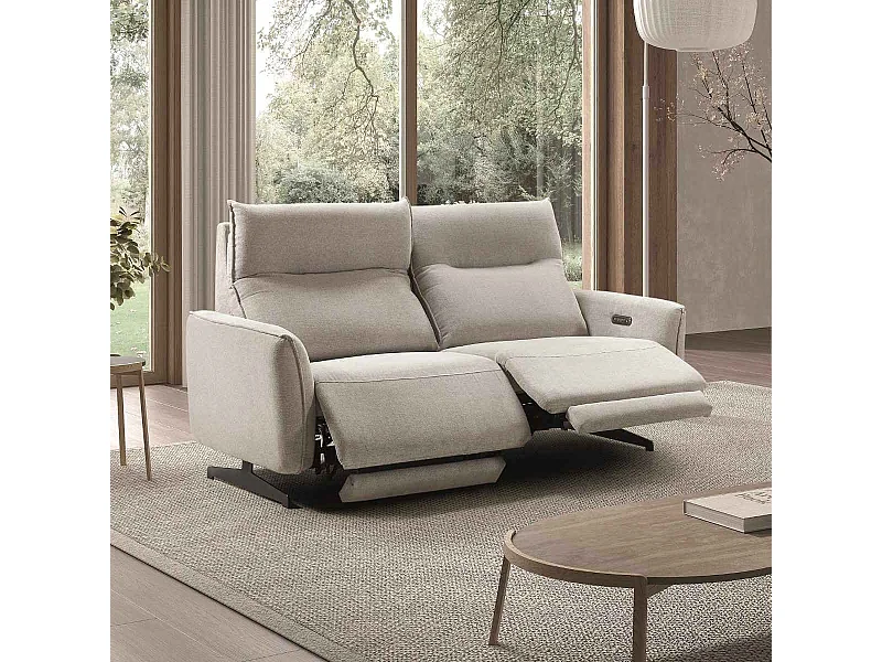 Canapé relax électrique 3 places tissu polyester gris - MIRAMAR