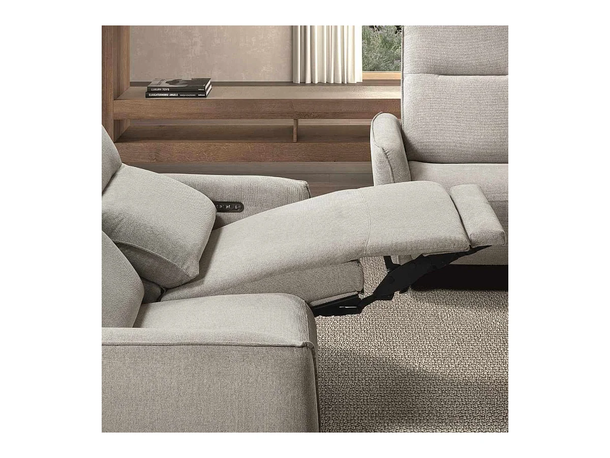 Canapé relax électrique 3 places tissu polyester gris - MIRAMAR