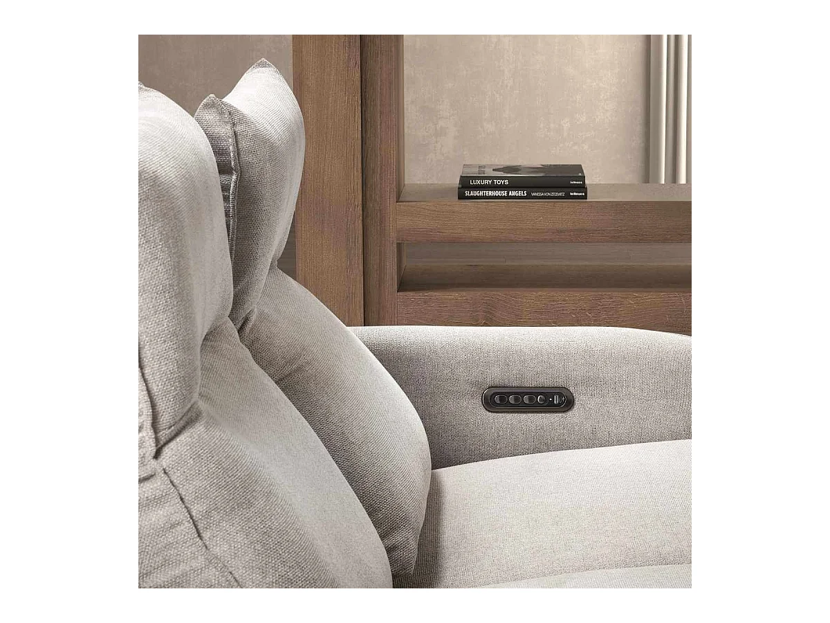 Canapé relax électrique 3 places tissu polyester gris - MIRAMAR