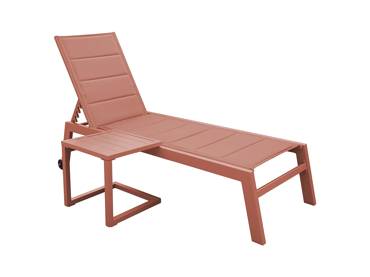 Set Sonnenliege und Beistelltisch BARBADOS aus Textilene terracotta - Aluminium terracotta