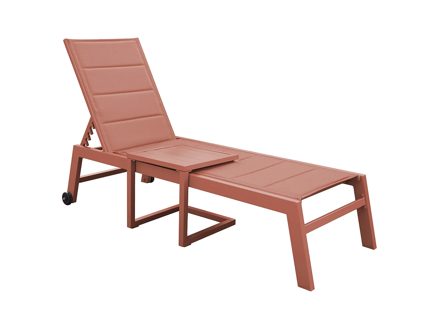 Set Sonnenliege und Beistelltisch BARBADOS aus Textilene terracotta - Aluminium terracotta