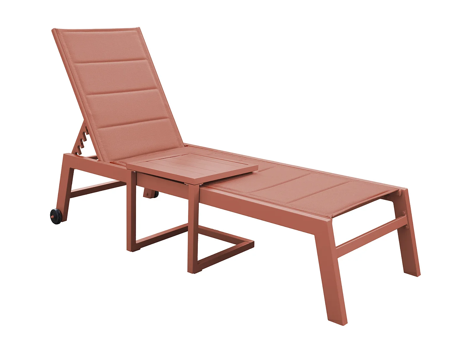 Set bain de soleil et table d'appoint BARBADOS en textilène terracotta - aluminium terracotta - HAPPY GARDEN