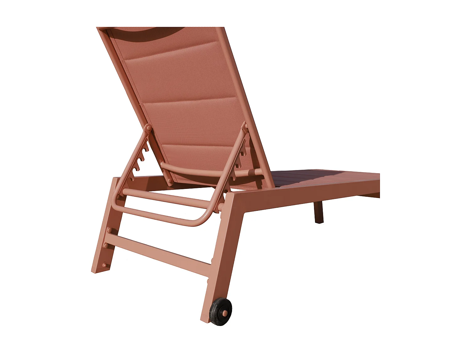 Set bain de soleil et table d'appoint BARBADOS en textilène terracotta - aluminium terracotta - HAPPY GARDEN
