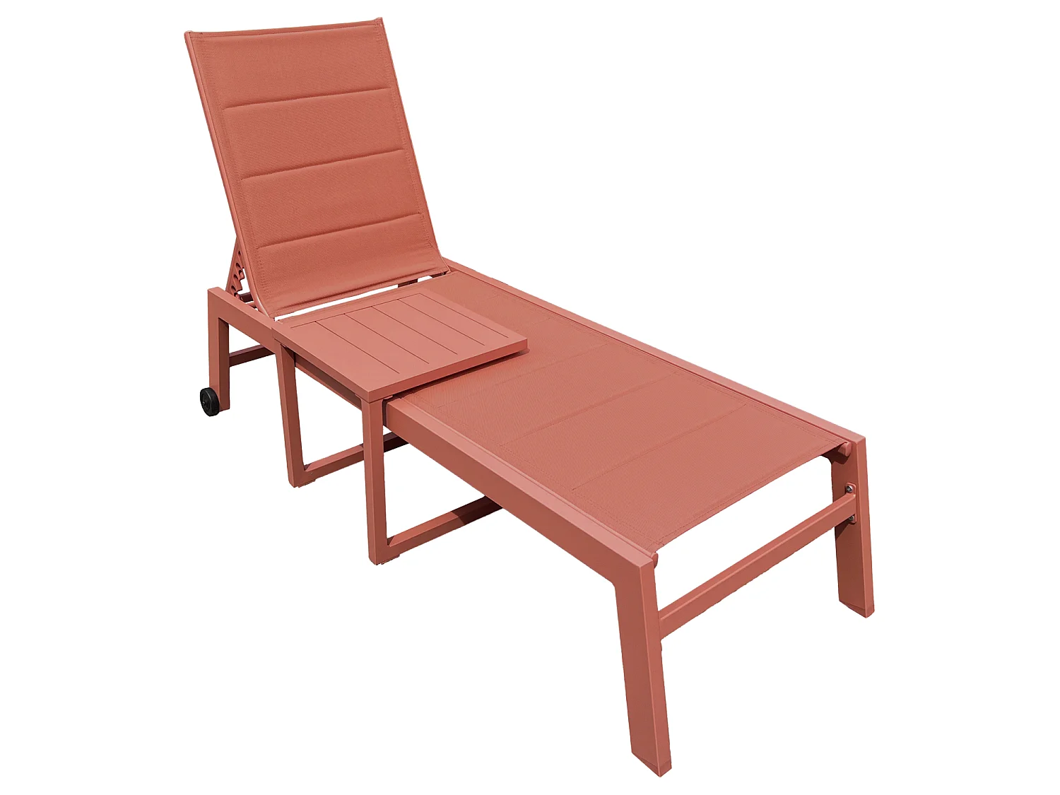 Set bain de soleil et table d'appoint BARBADOS en textilène terracotta - aluminium terracotta - HAPPY GARDEN