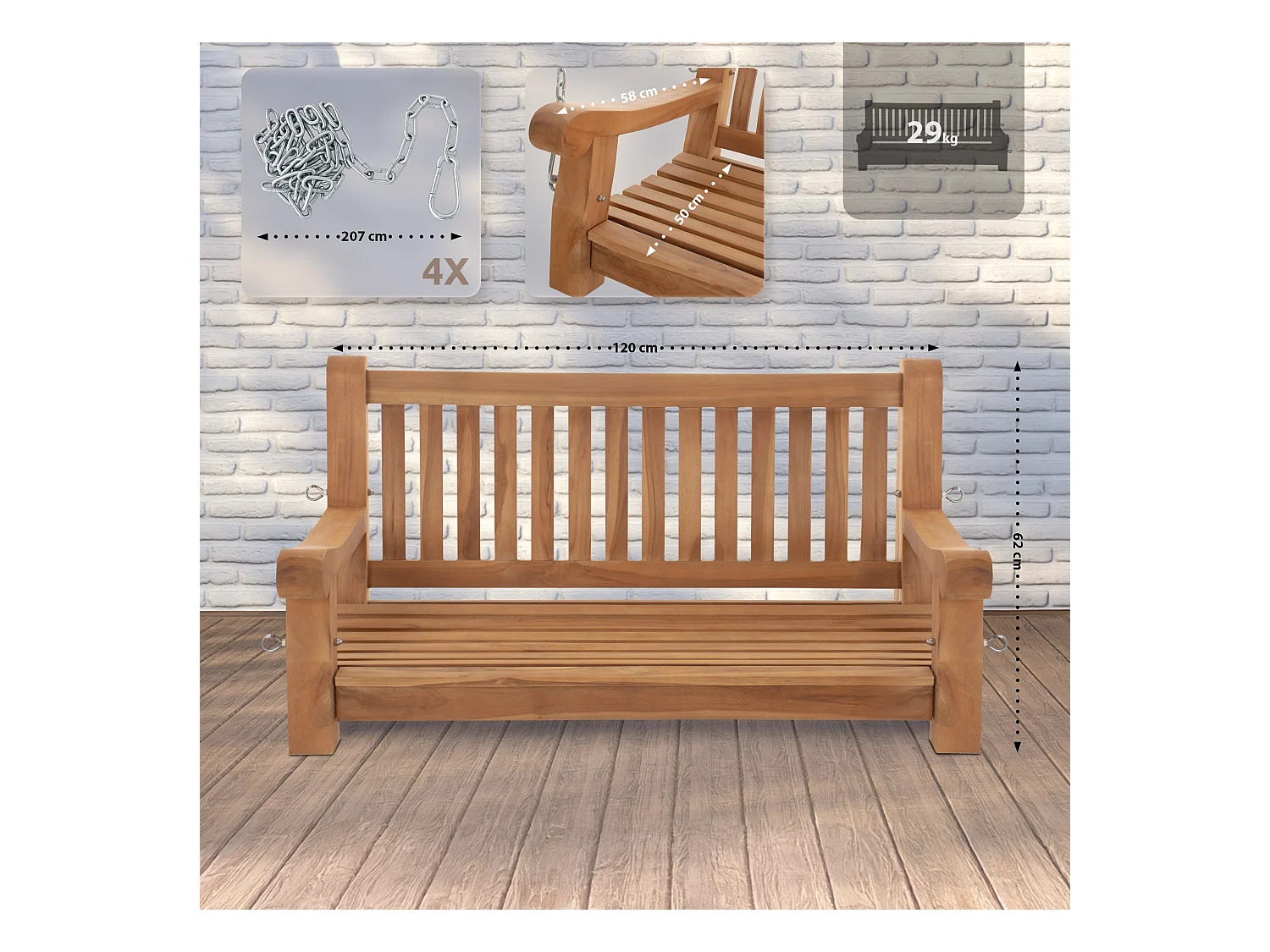 Banc de jardin - Bois - Teck - Joyce