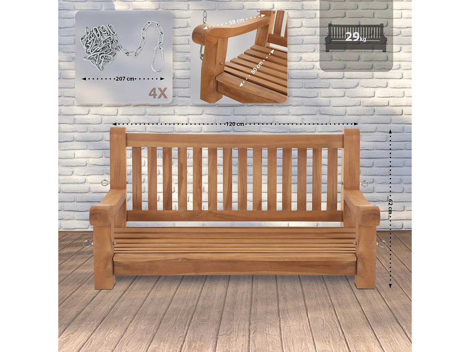 Banc de jardin - Bois - Teck - Joyce