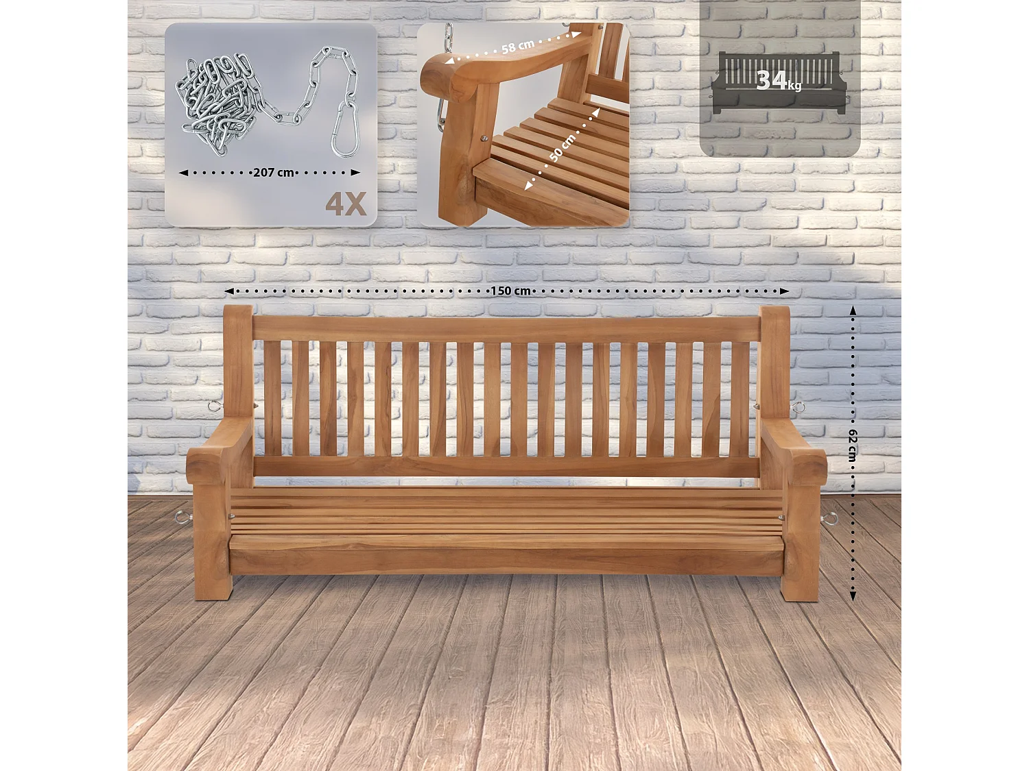 Banc de jardin - Bois - Teck - Joyce