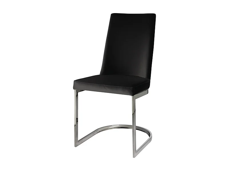 Set van 2 Stoelen "Round" Zwart - Verchroomd IJzer - Glanzend PVC - 59,5 x 45 x 93 cm