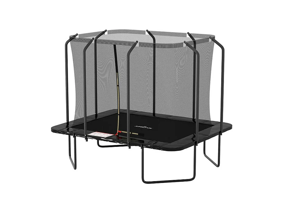 Trampoline extérieur Luxury Rectangle Noir - 244x305cm - avec Echelle, Tapis de Saut, Matelas de protection et Filet de sécurité