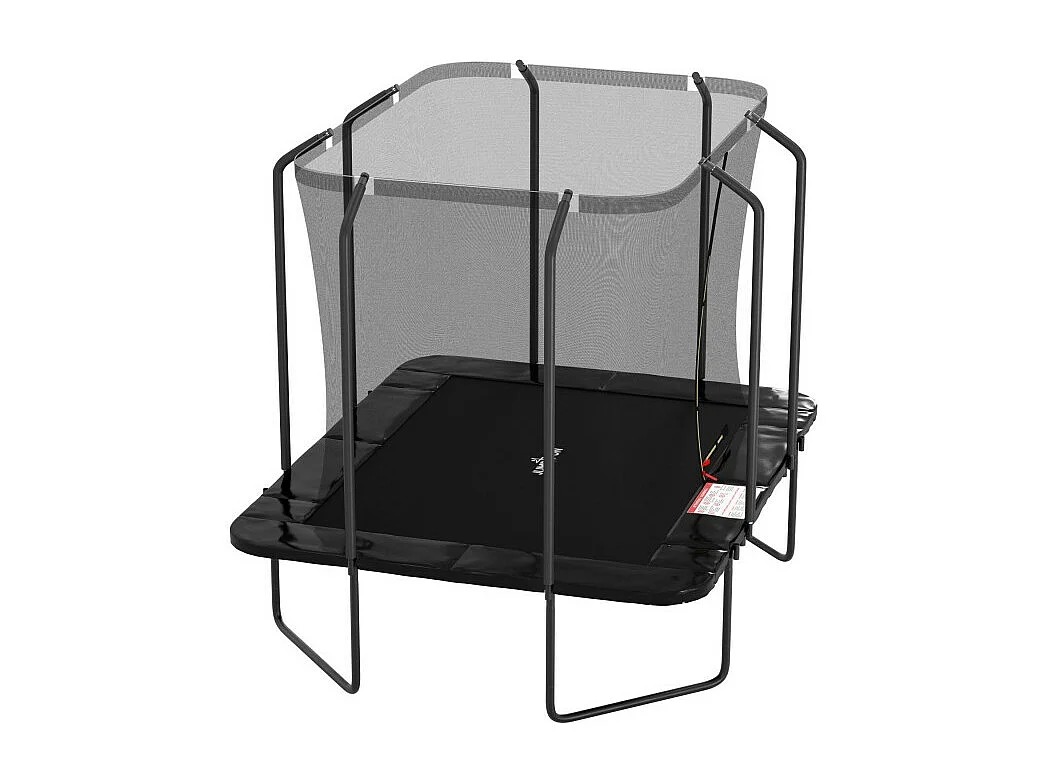 Trampoline extérieur Luxury Rectangle Noir - 244x305cm - avec Echelle, Tapis de Saut, Matelas de protection et Filet de sécurité