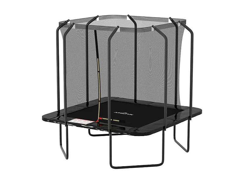 Trampoline extérieur Luxury Carré Noir - 244x244cm - avec Echelle, Tapis de Saut, Matelas de protection et Filet de sécurité