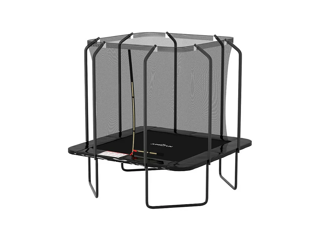 Trampoline extérieur Luxury Carré Noir - 244x244cm - avec Echelle, Tapis de Saut, Matelas de protection et Filet de sécurité