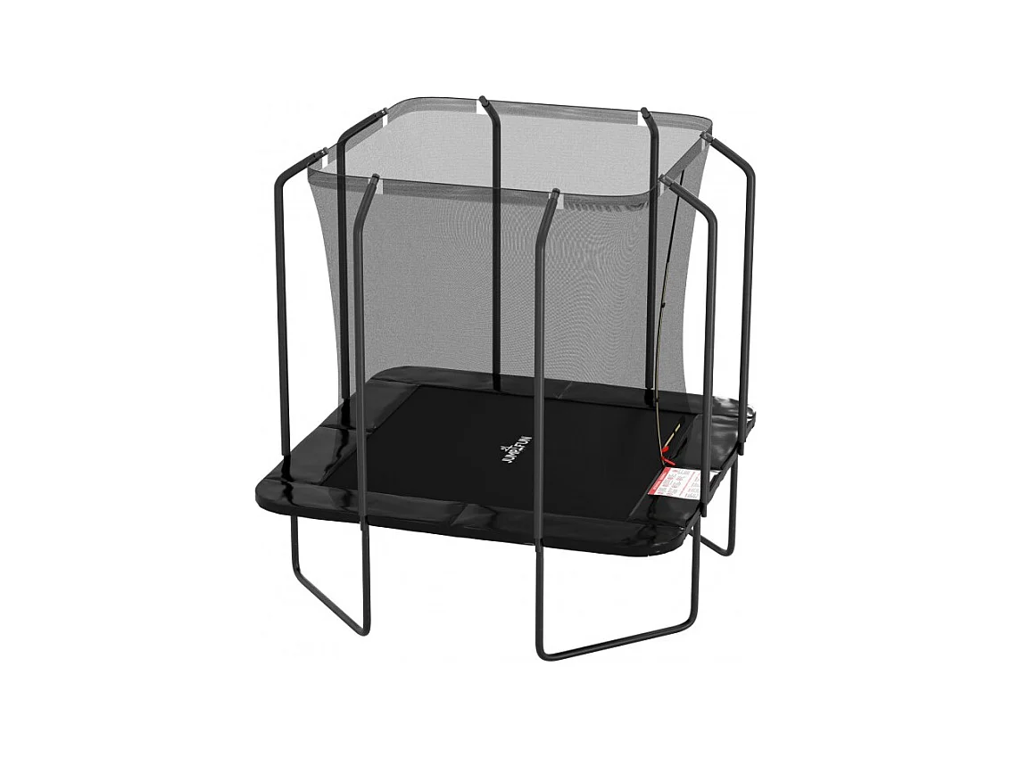 Trampoline extérieur Luxury Carré Noir - 244x244cm - avec Echelle, Tapis de Saut, Matelas de protection et Filet de sécurité