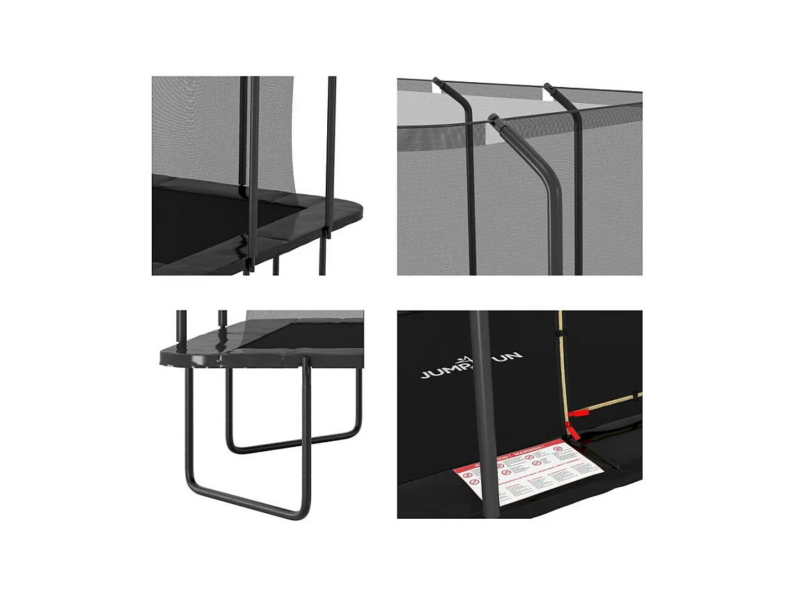 Trampoline extérieur Luxury Carré Noir - 244x244cm - avec Echelle, Tapis de Saut, Matelas de protection et Filet de sécurité