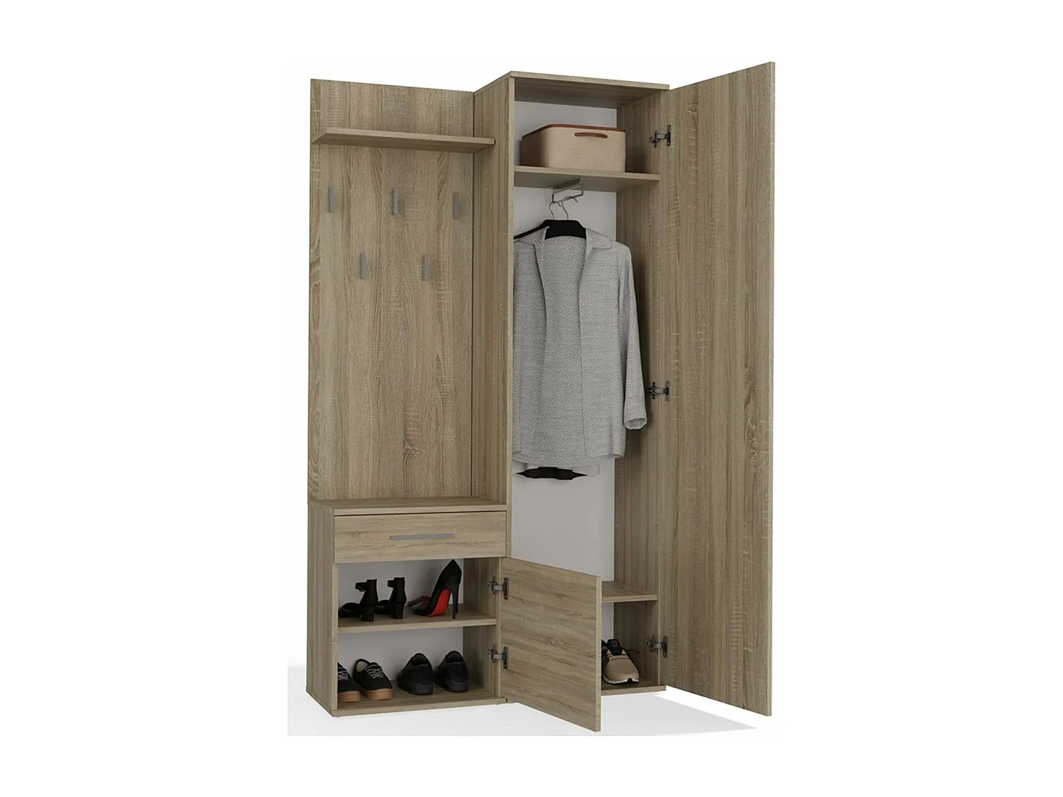 Ensemble d'entrée avec miroir – 100 cm – chêne sonoma – DUVIO