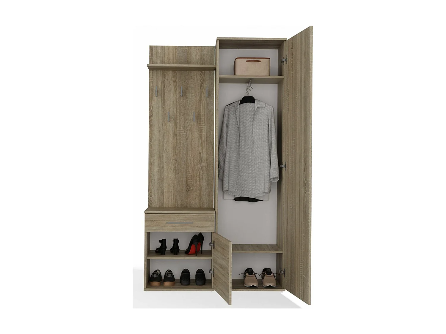 Ensemble d'entrée avec miroir – 100 cm – chêne sonoma – DUVIO