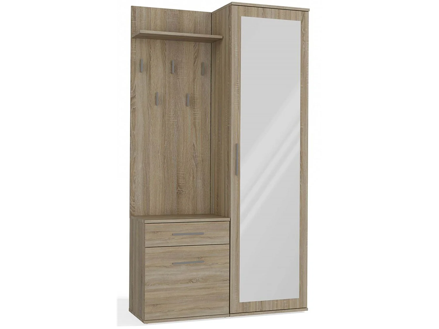 Flurgarderobe - mit Schrank und Spiegel - Eiche Sonoma - 100 cm - DUVIO