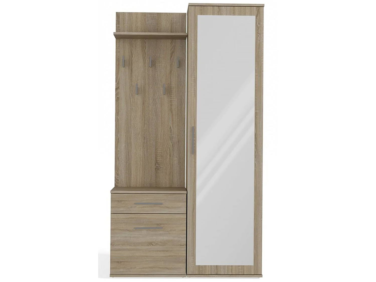 Flurgarderobe - mit Schrank und Spiegel - Eiche Sonoma - 100 cm - DUVIO