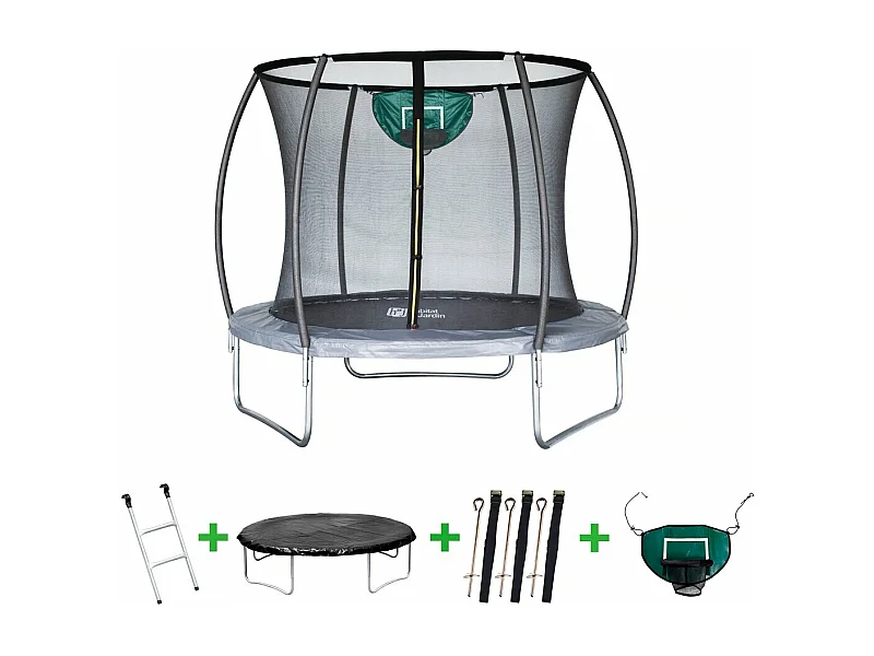 Trampoline avec filet intérieur "jumper" - Ø 4,60 m - Gris
