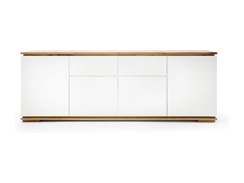 Commode en chêne massif laqué blanc mat - L182 x H81 x P40 cm