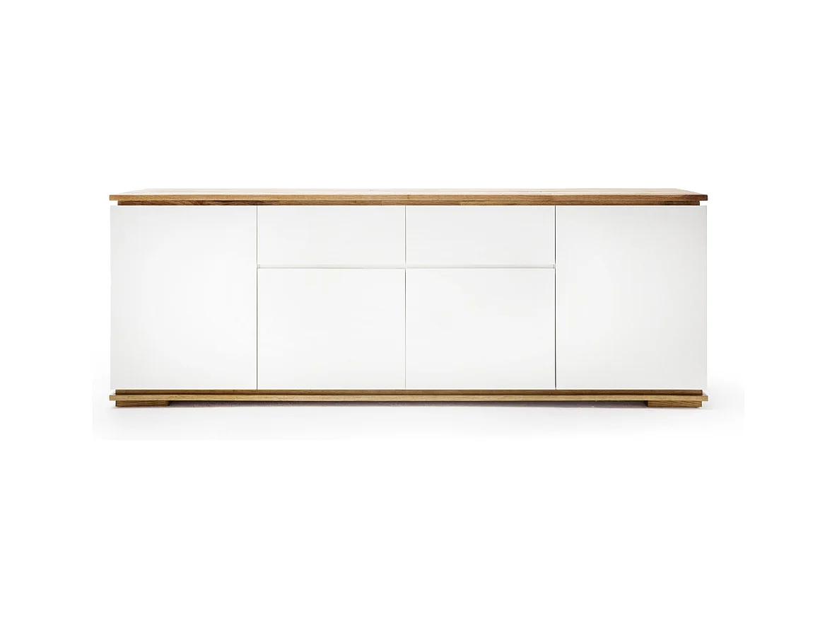 Commode en chêne massif laqué blanc mat - L182 x H81 x P40 cm