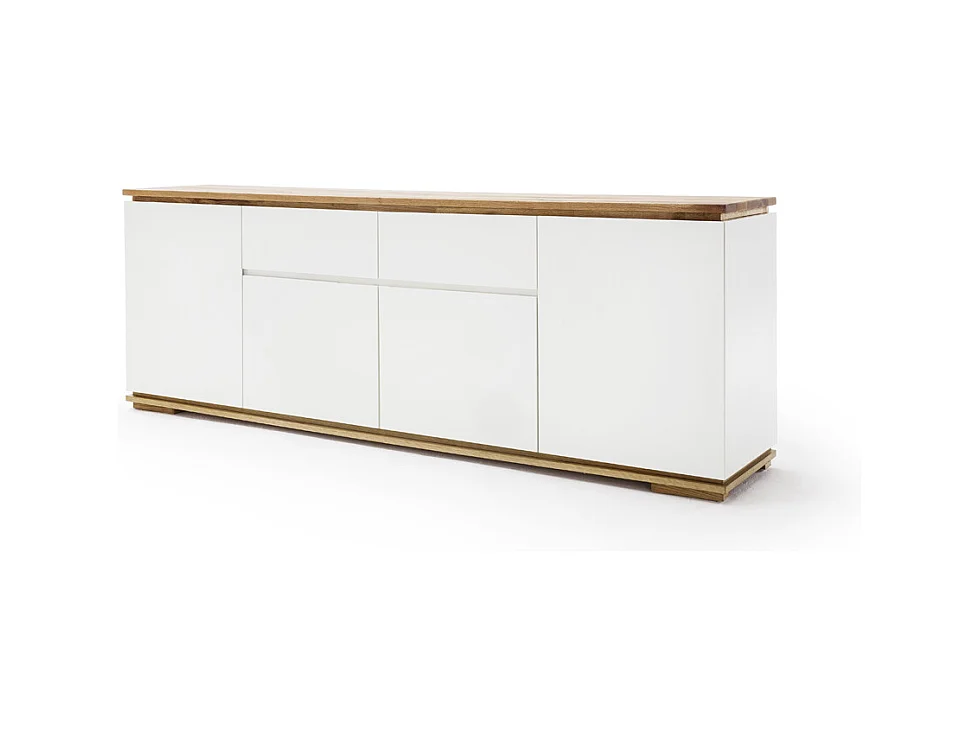 Commode en chêne massif laqué blanc mat - L182 x H81 x P40 cm