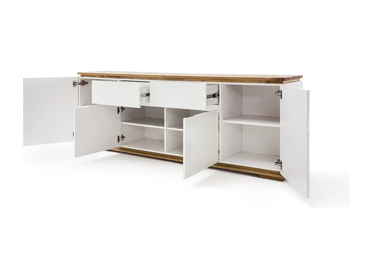 Commode en chêne massif laqué blanc mat - L182 x H81 x P40 cm