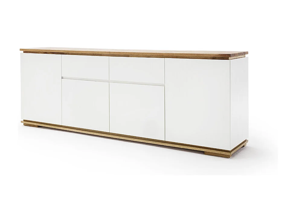 Commode en chêne massif laqué blanc mat - L182 x H81 x P40 cm