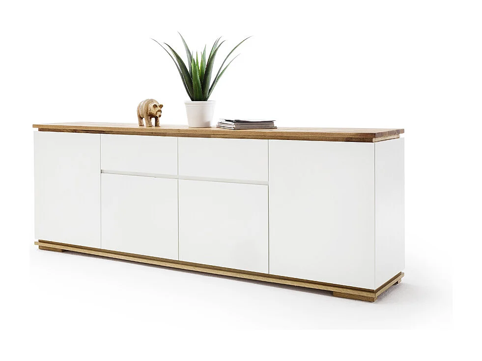 Commode en chêne massif laqué blanc mat - L182 x H81 x P40 cm