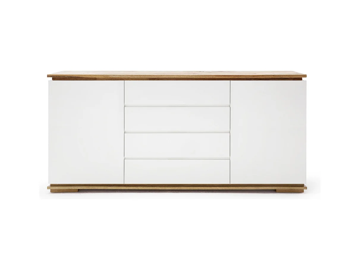 Commode en chêne massif laqué blanc mat - L172 x H81 x P40 cm