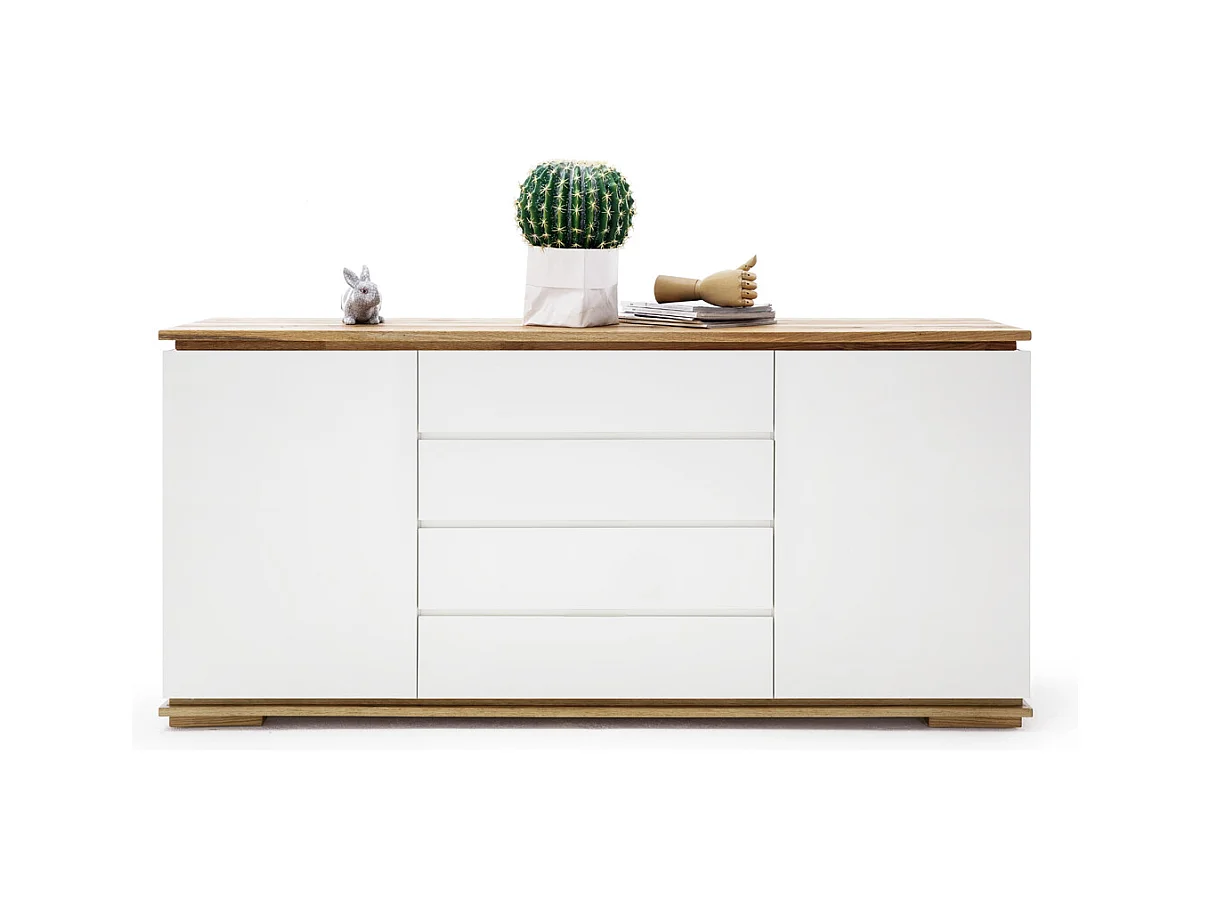 Commode en chêne massif laqué blanc mat - L172 x H81 x P40 cm