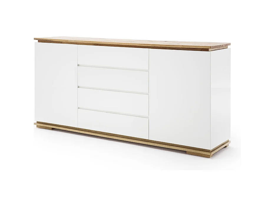 Commode en chêne massif laqué blanc mat - L172 x H81 x P40 cm